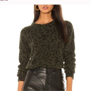 Rails Joanna olive green leopard print sweater size S